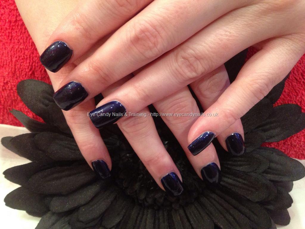 Eye Candy Nails & Training - Acrylic nails with dark blue polish by