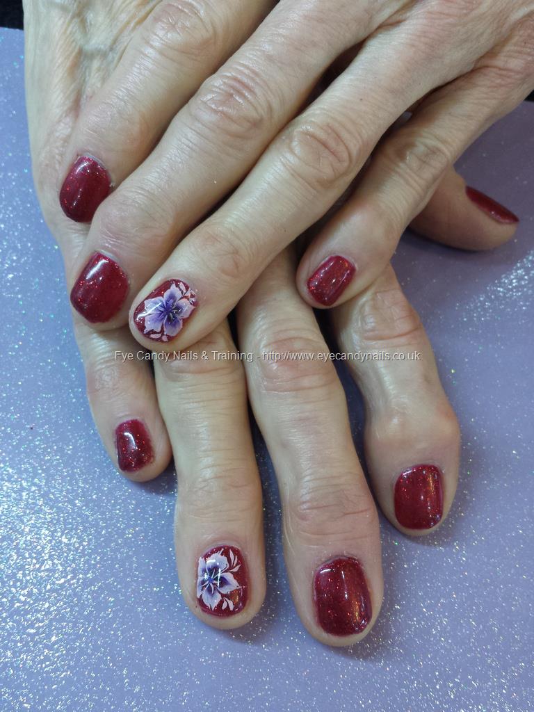 Eye Candy Nails & Training - Deep red 25 gel with one stroke flower ...
