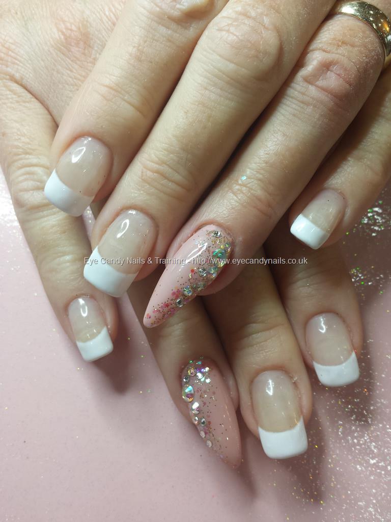 Eye Candy Nails & Training - White tips with nude and swarovski ...