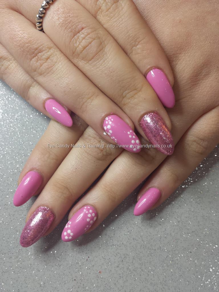 Eye Candy Nails & Training - Pink gel with glitter and simple flower ...