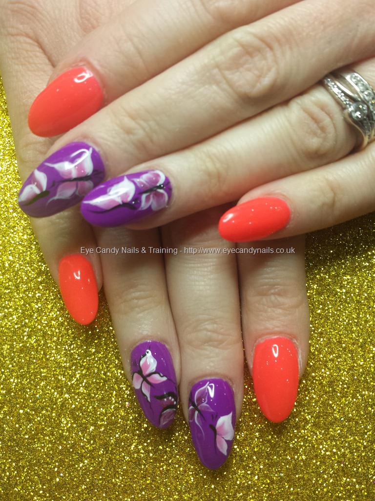 Eye Candy Nails & Training - Red hot crimson with neon purple and one ...