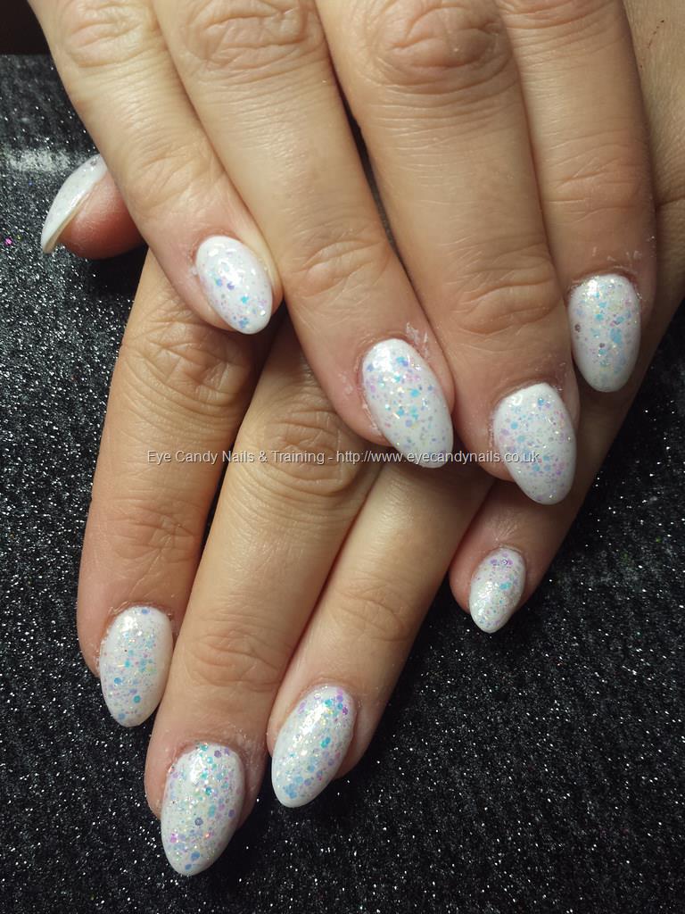 Eye Candy Nails & Training - White acrylic with glitter by Elaine Moore ...