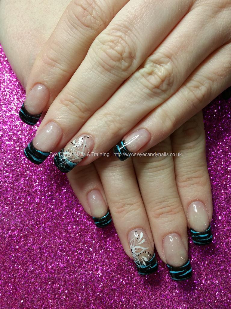 Eye Candy Nails & Training - Black tips with freehand nail art by ...