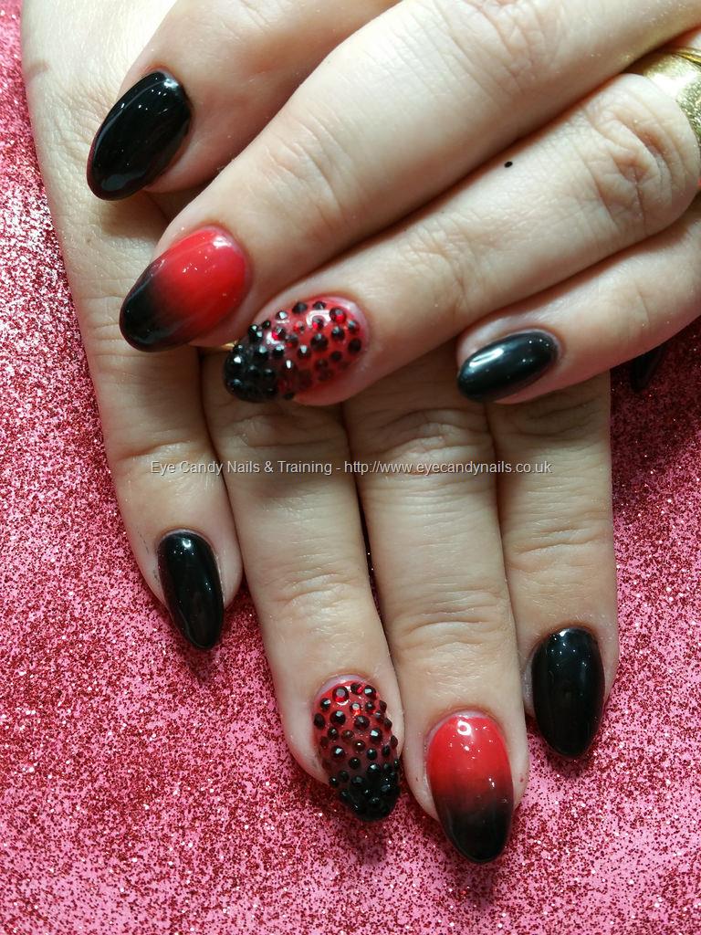 Eye Candy Nails & Training - Red and black gel polish with swarovski ...