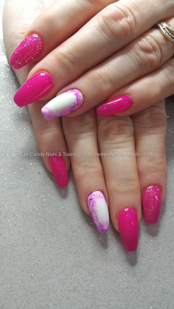 Eye Candy Nails & Training - Bright pink gel polish with glitter and ...