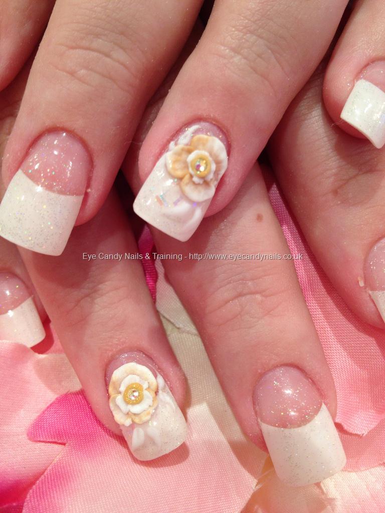 Eye Candy Nails & Training - White tips with 3D acrylic nail art by ...