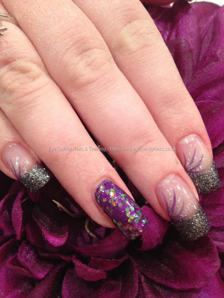 Eye Candy Nails & Training - Purple and silver glitter with flick nail ...