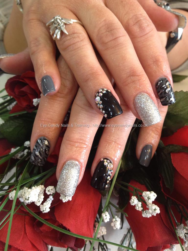 Eye Candy Nails & Training - Grey, black and silver polish with leopard ...