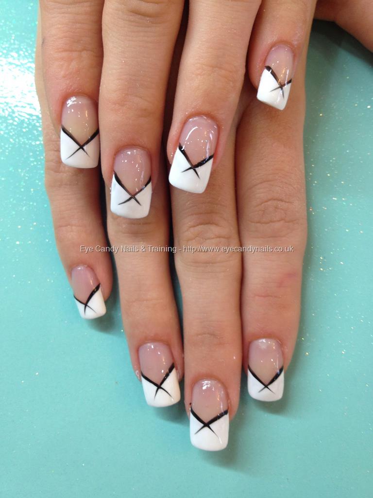 White French tips with black flick nail art NailArt NailsTaken at:24 