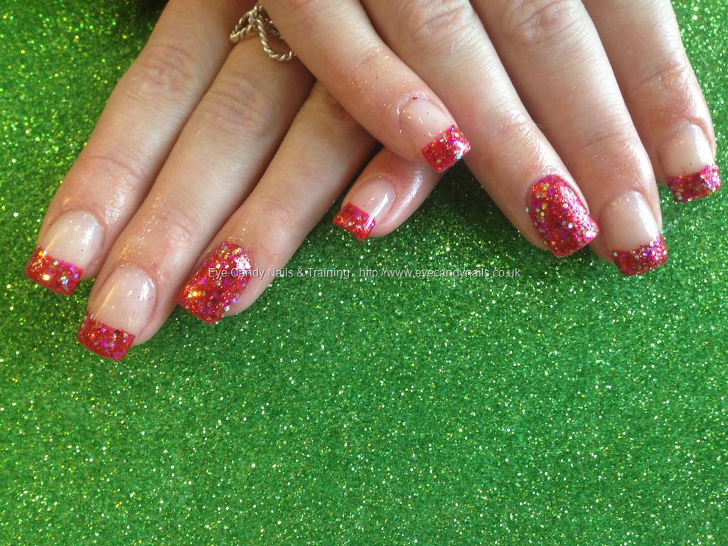 Eye Candy Nails & Training - Acrylic nails with red glitter dust ...