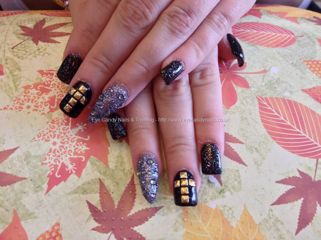 Eye Candy Nails & Training - Acrylic nails with black nail art by ...