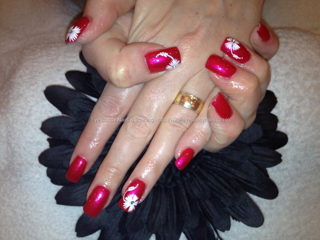 Eye Candy Nails & Training - Acrylic overlay with red polish and white ...