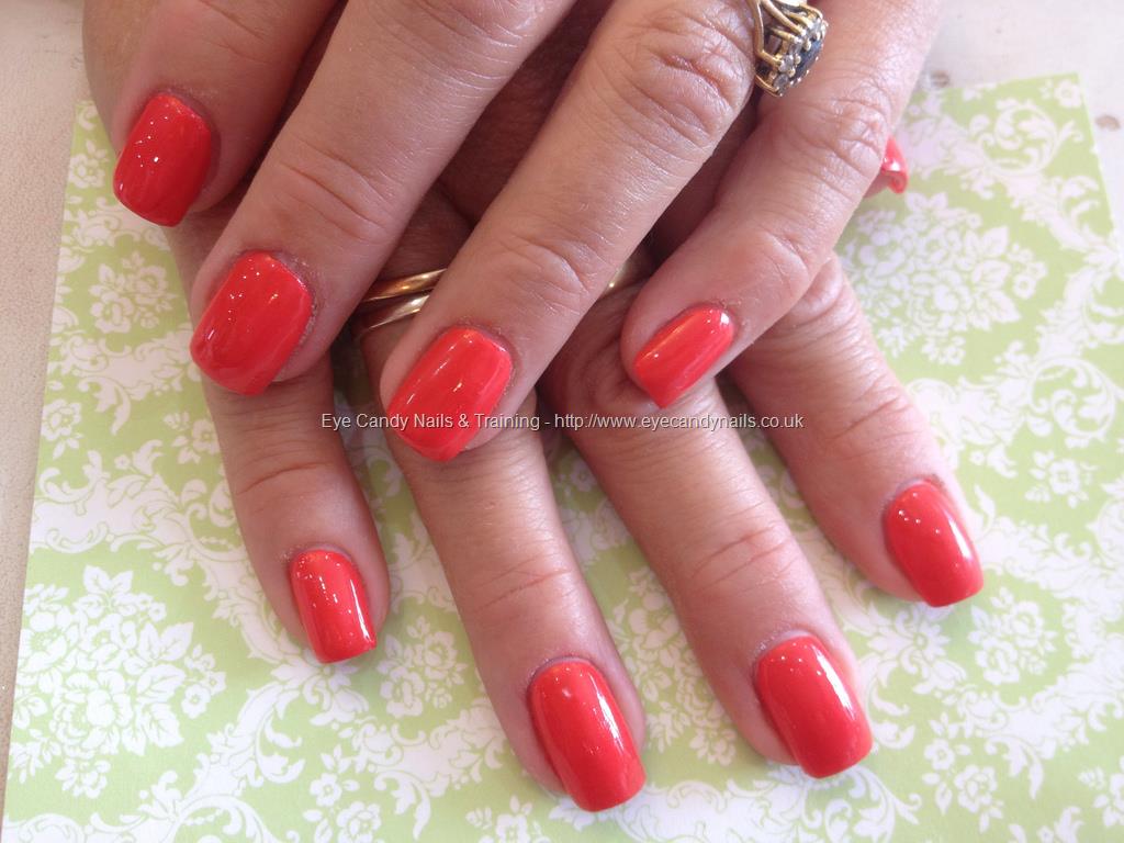 Eye Candy Nails & Training - Acrylic nails with coral gel polish by ...